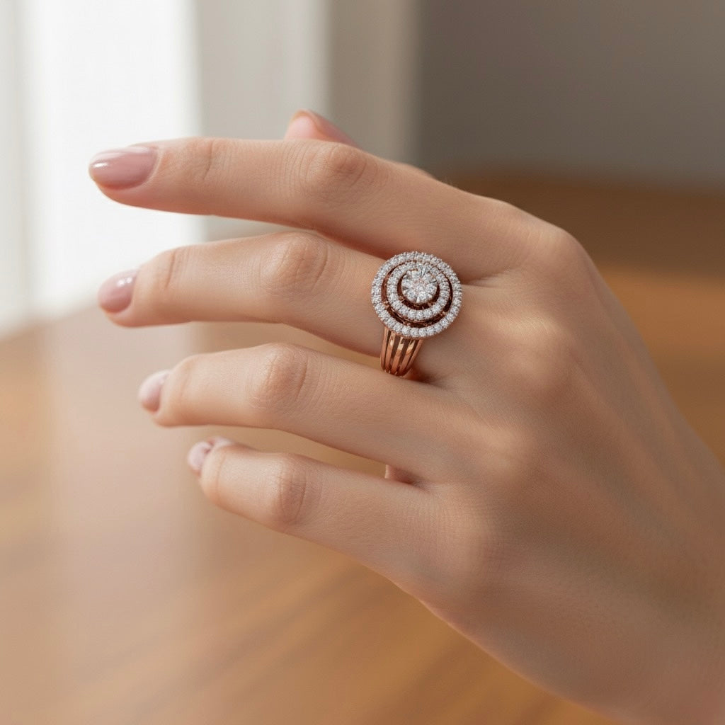 Diamtrendz 925 sterling silver rose gold plated cubic zirconia solitaire ring