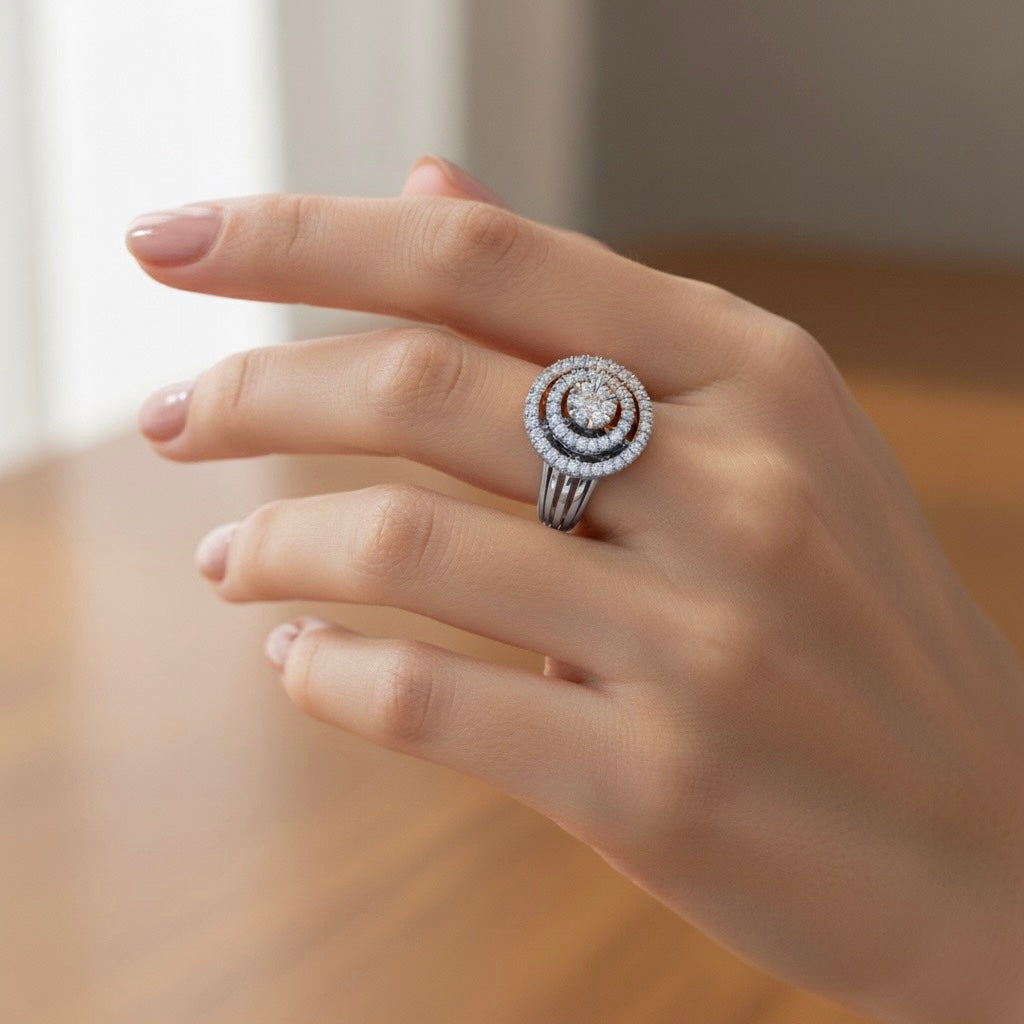 Diamtrendz 925 sterling silver white gold plated cubic zirconia solitaire ring