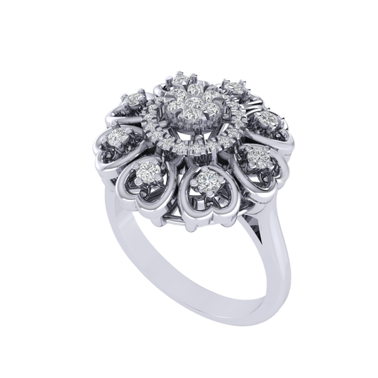 Diamtrendz 925 sterling silver white gold plated cubic zirconia floral ring