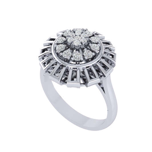 Diamtrendz 925 sterling silver white gold plated cubic zirconia floral ring