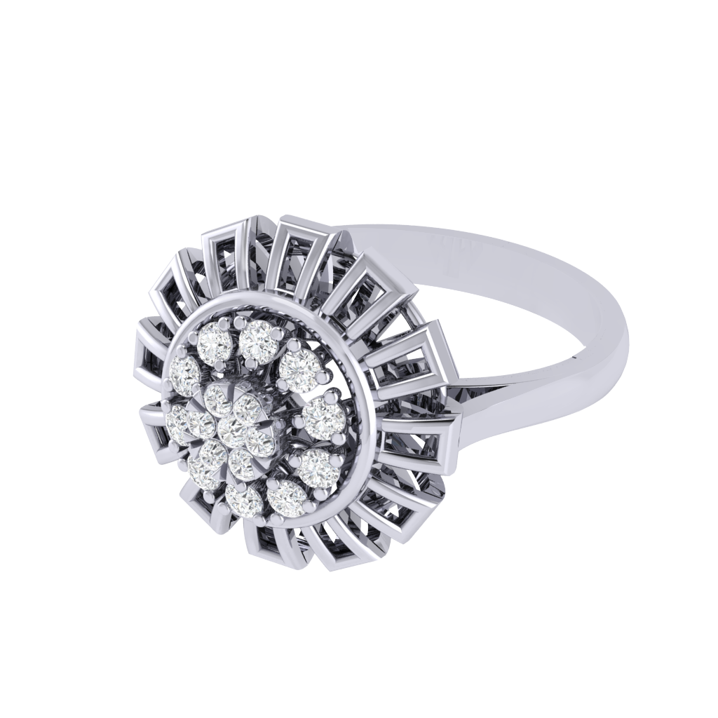 Diamtrendz 925 sterling silver white gold plated cubic zirconia floral ring