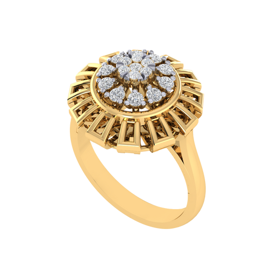 Diamtrendz 925 sterling silver yellow gold plated cubic zirconia floral ring