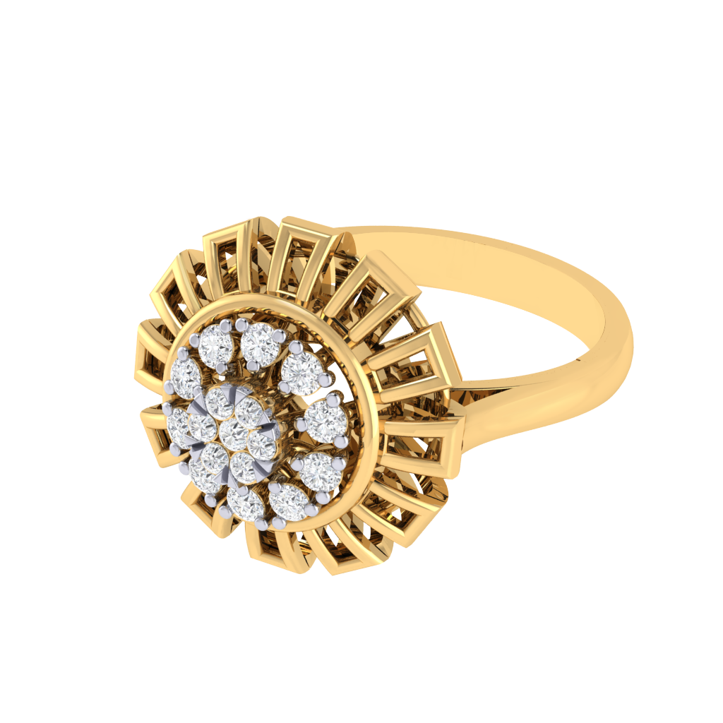 Diamtrendz 925 sterling silver yellow gold plated cubic zirconia floral ring