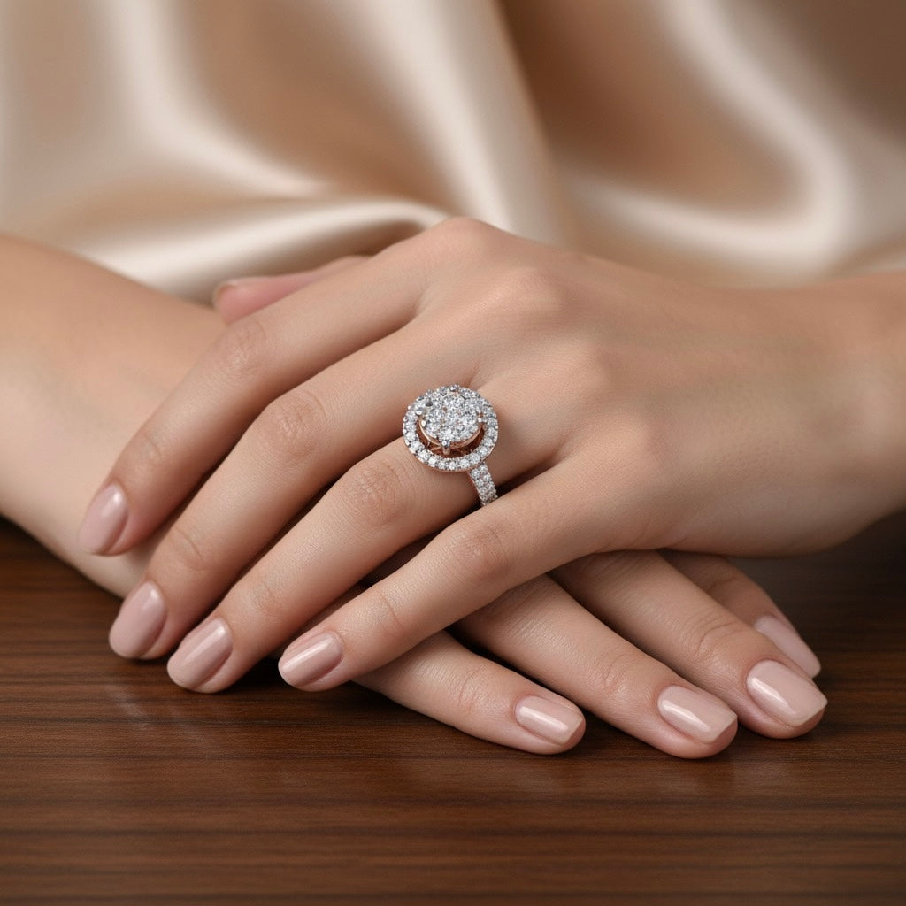 Diamtrendz 925 sterling silver rose gold plated cubic zirconia solitaire ring