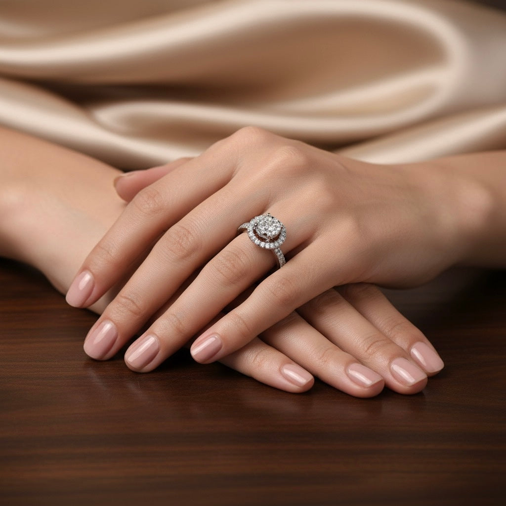Diamtrendz 925 sterling silver white gold plated cubic zirconia solitaire ring