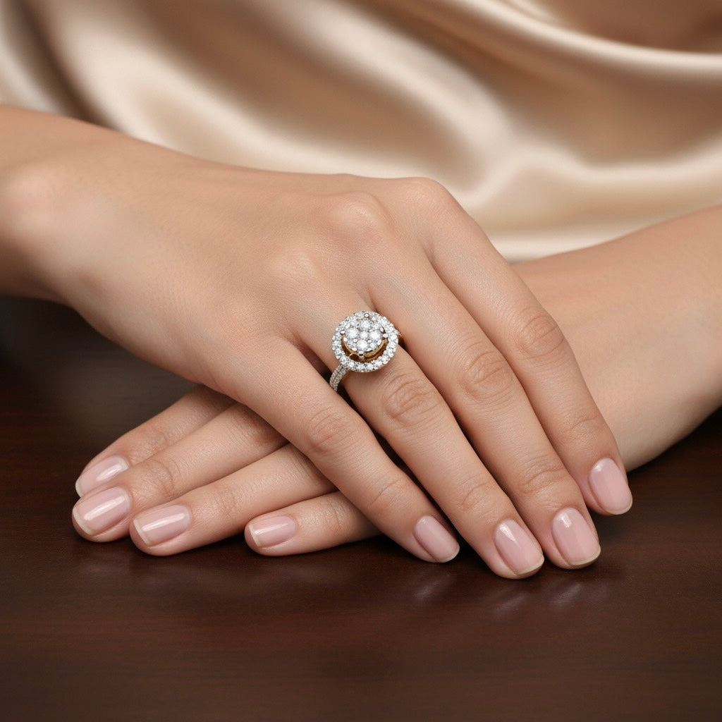 Diamtrendz 925 sterling silver yellow gold plated cubic zirconia solitaire ring