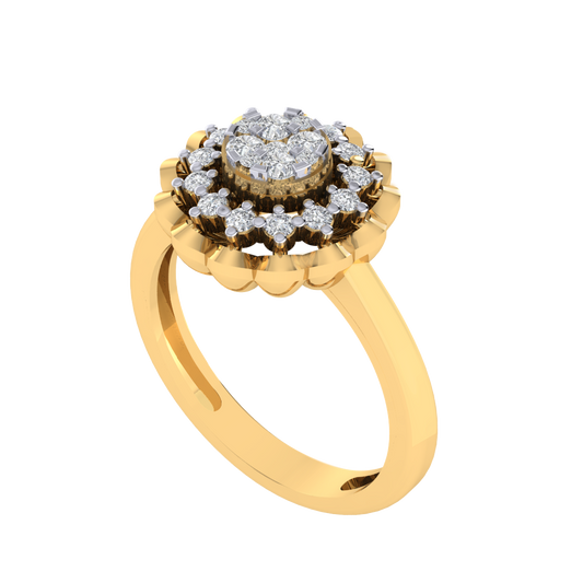 Diamtrendz 925 sterling silver yellow gold plated cubic zirconia ring
