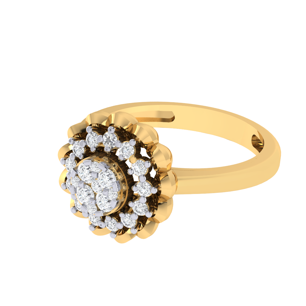 Diamtrendz 925 sterling silver yellow gold plated cubic zirconia ring