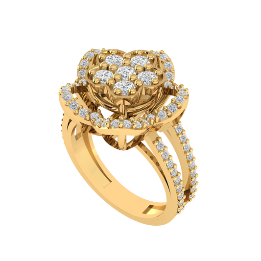 Diamtrendz 925 sterling silver yellow gold plated cubic zirconia floral ring