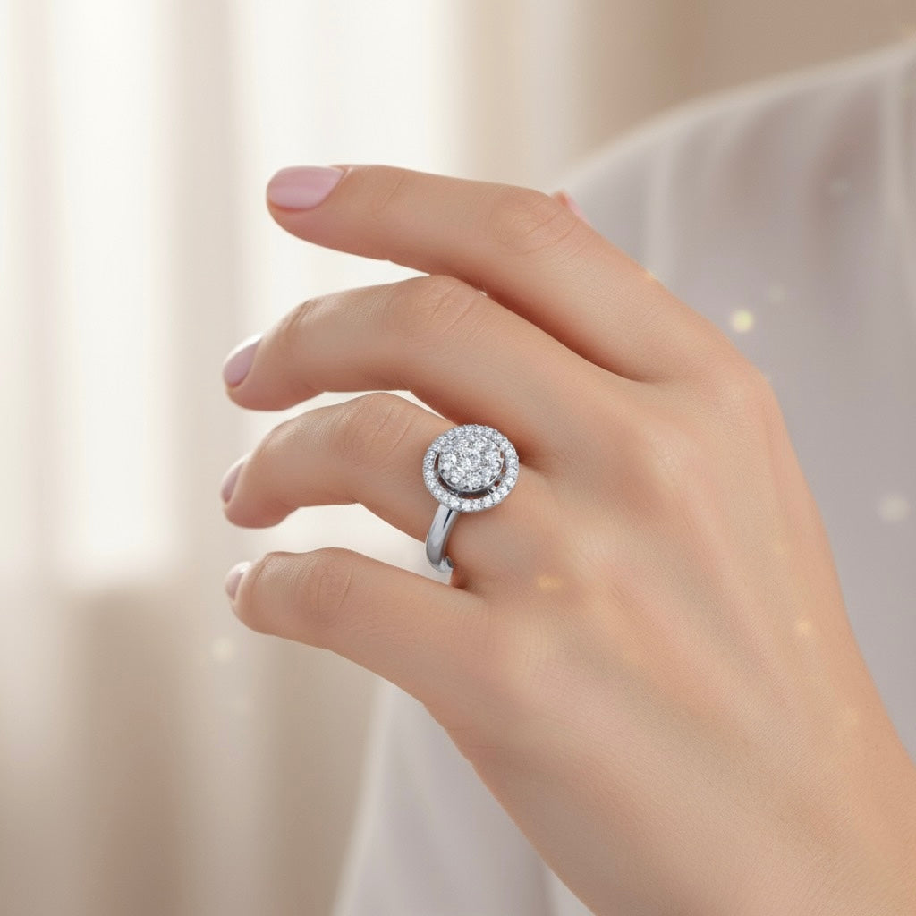 Diamtrendz 925 sterling silver white gold plated cubic zirconia solitaire ring