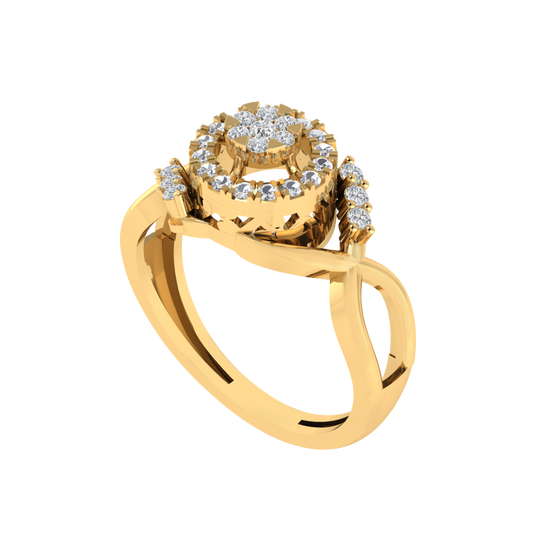 Diamtrendz 925 sterling silver yellow gold plated cubic zirconia ring