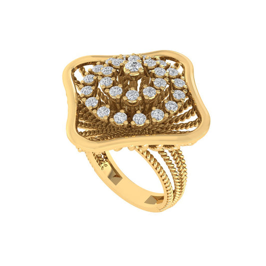 Diamtrendz 925 sterling silver yellow gold plated cubic zirconia ring