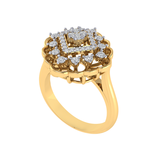 Diamtrendz 925 sterling silver yellow gold plated cubic zirconia ring