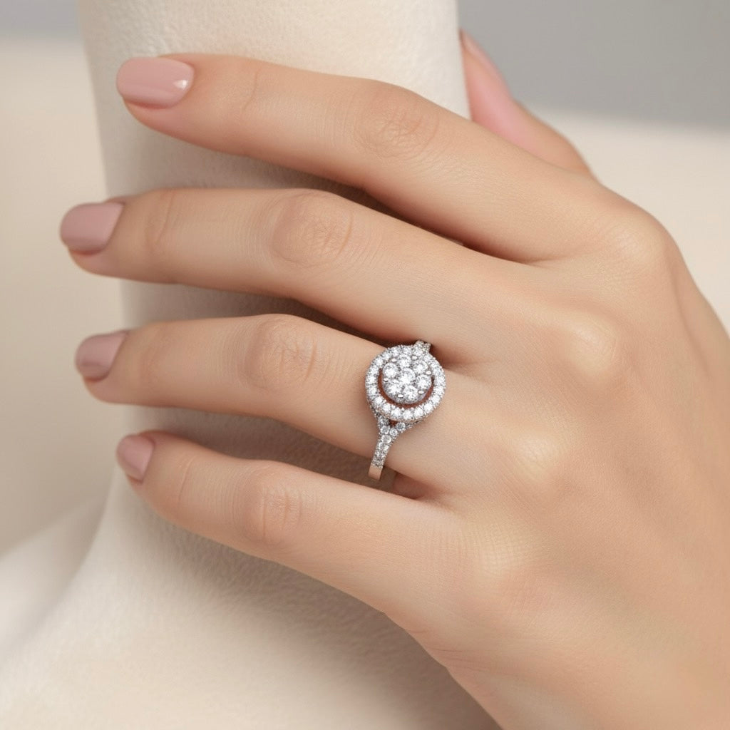 Diamtrendz 925 sterling silver Rhodium plated cubic zirconia ring