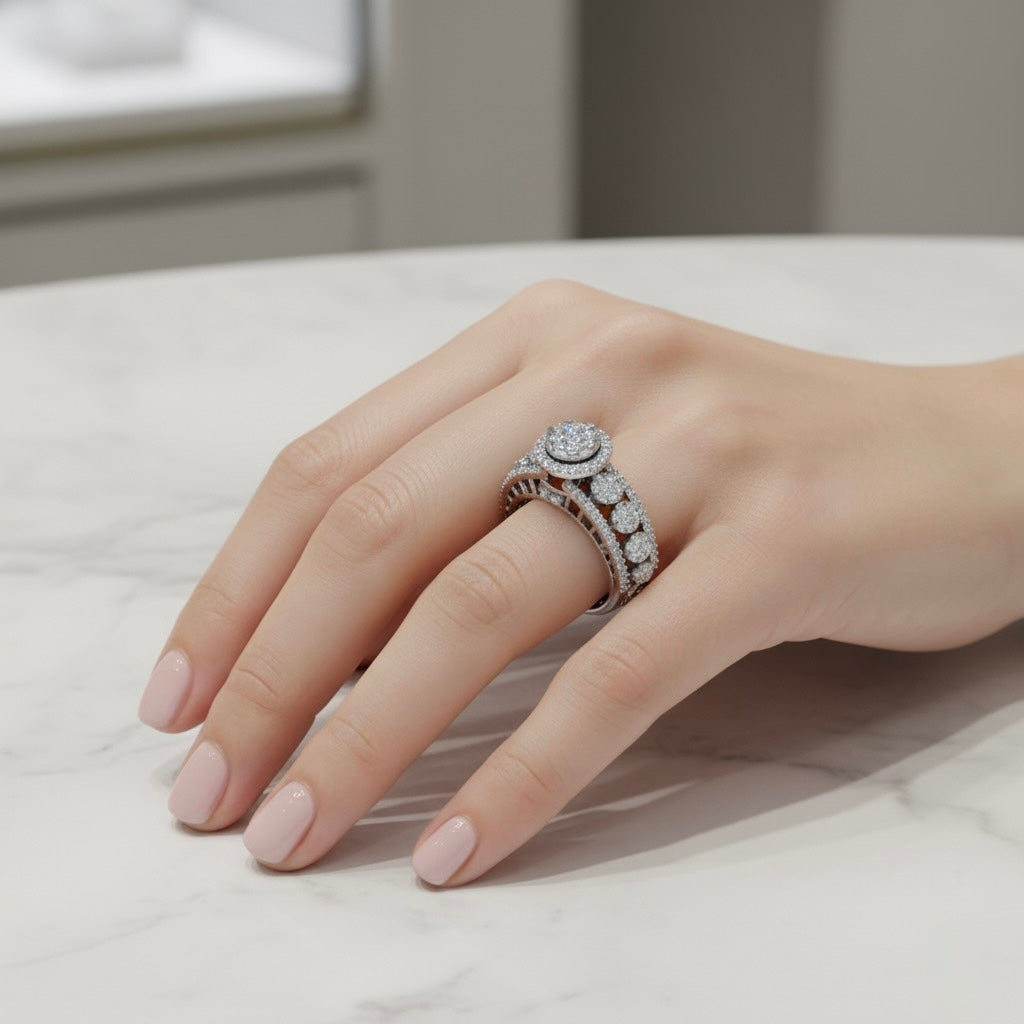 Diamtrendz 925 sterling silver white gold plated cubic zirconia solitaire ring