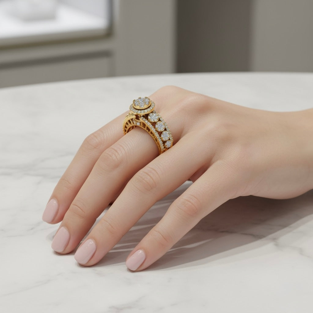 Diamtrendz 925 sterling silver yellow gold plated cubic zirconia solitaire ring