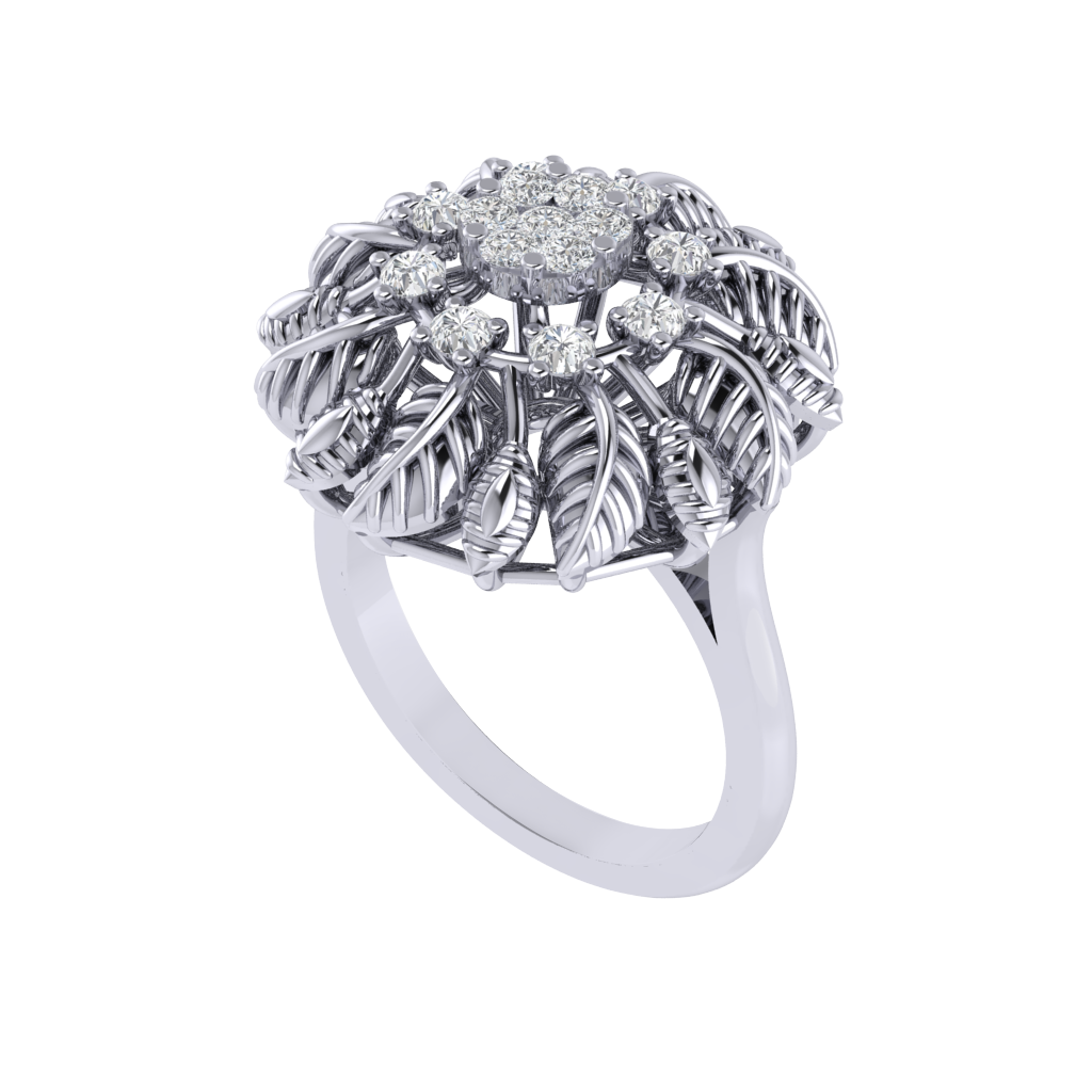 Diamtrendz 925 sterling silver white gold plated cubic zirconia floral ring