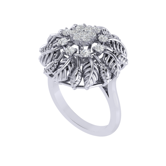 Diamtrendz 925 sterling silver white gold plated cubic zirconia floral ring