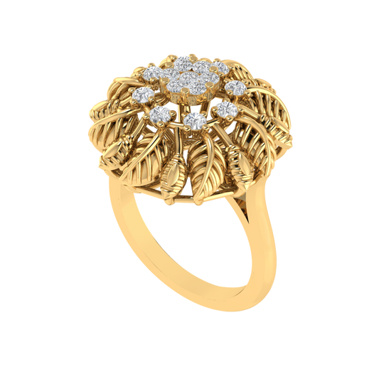 Diamtrendz 925 sterling silver yellow gold plated cubic zirconia floral ring