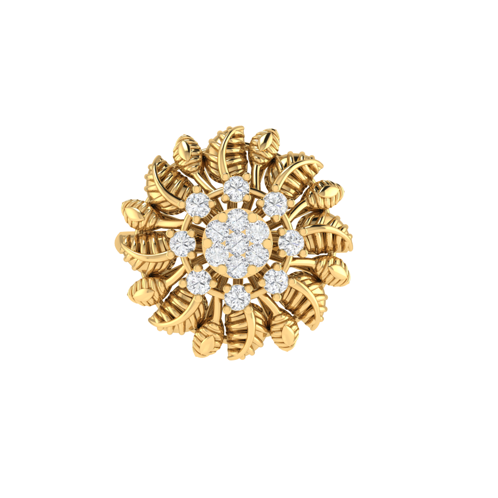 Diamtrendz 925 sterling silver yellow gold plated cubic zirconia floral ring