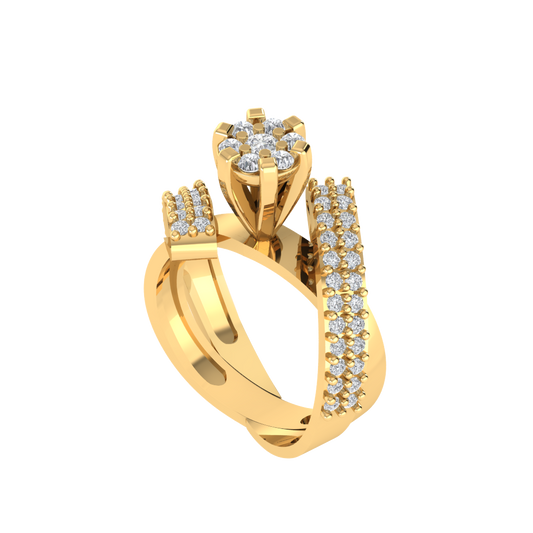 Diamtrendz 925 sterling silver yellow gold plated cubic zirconia ring