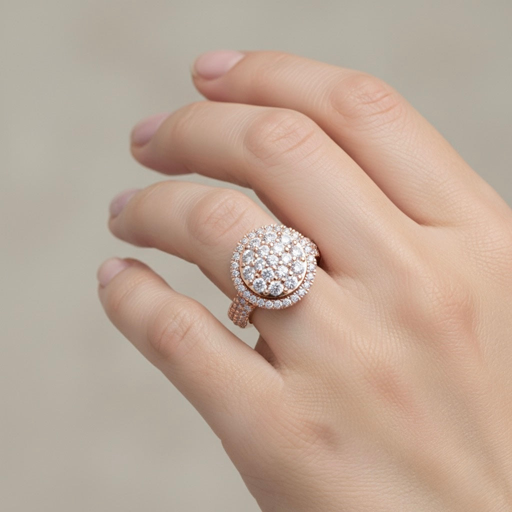 Diamtrendz 925 sterling silver rose gold plated cubic zirconia ring