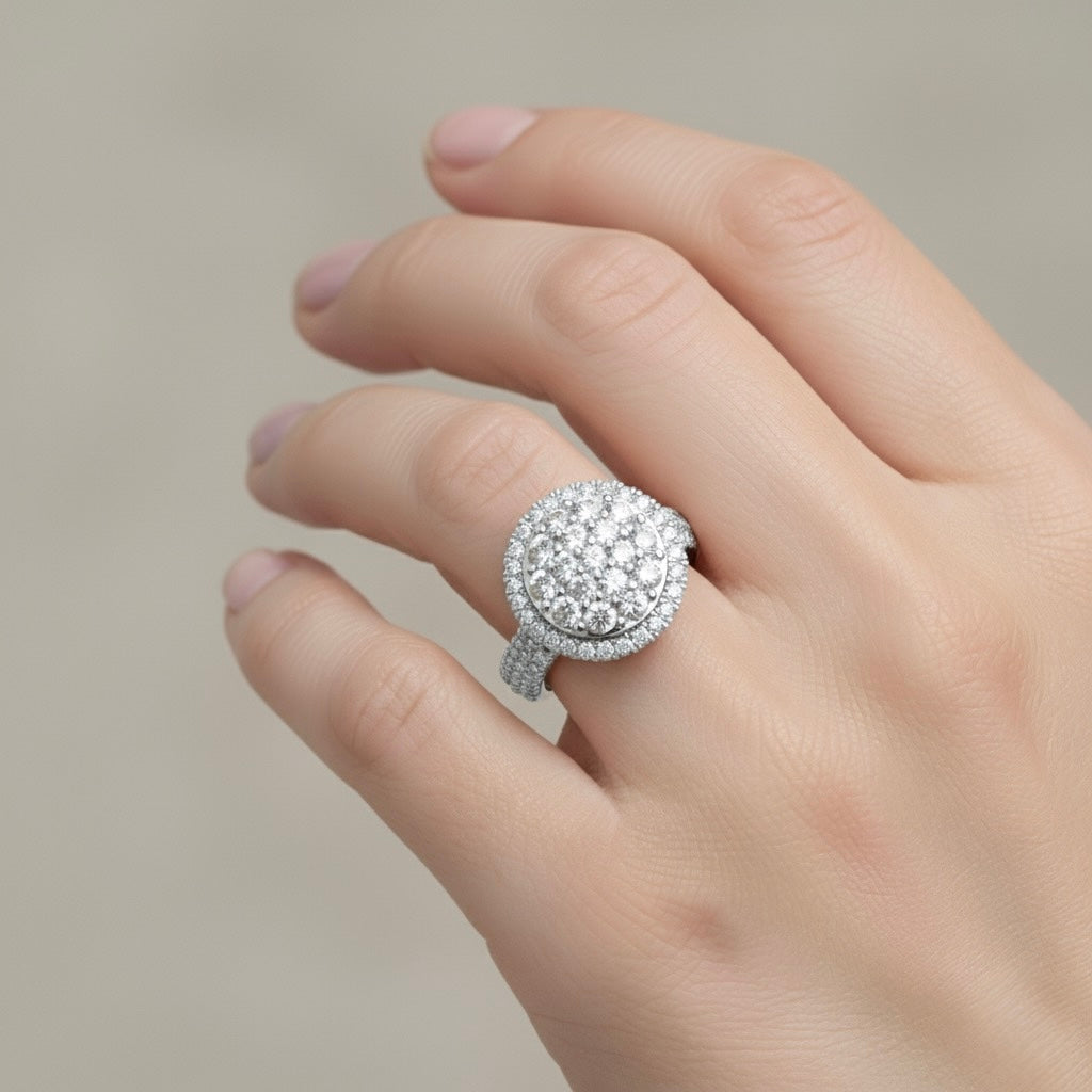 Diamtrendz 925 sterling silver Rhodium plated cubic zirconia ring