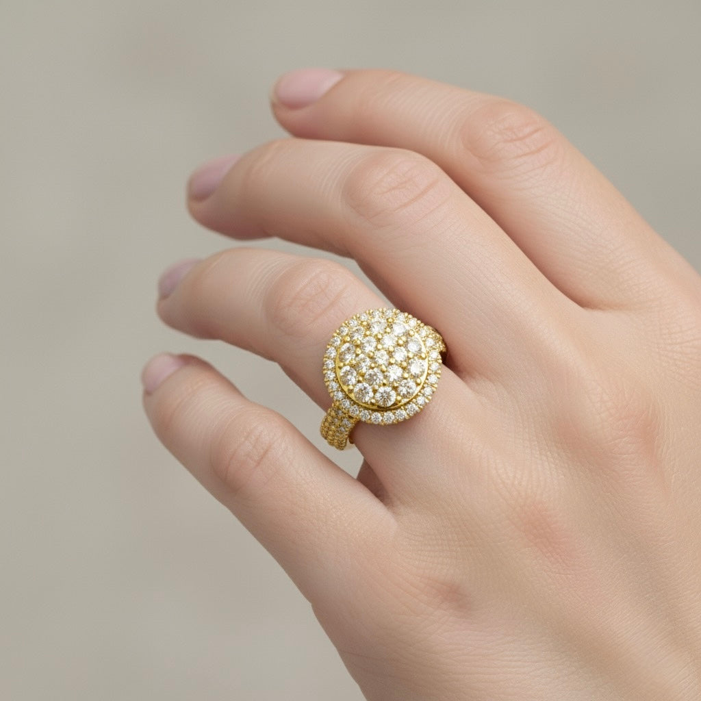 Diamtrendz 925 sterling silver yellow gold plated cubic zirconia ring