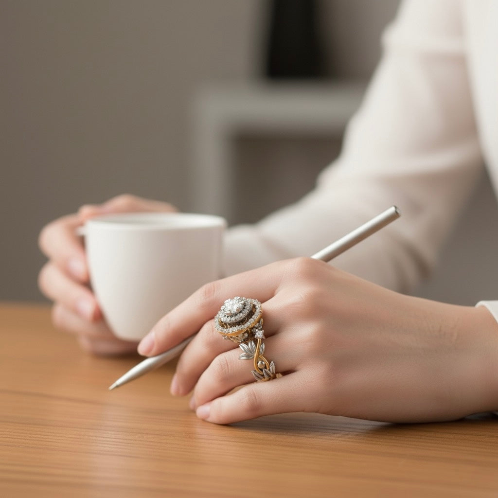 Diamtrendz 925 sterling silver yellow gold plated cubic zirconia ring