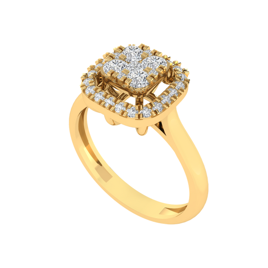 Diamtrendz 925 sterling silver yellow gold plated cubic zirconia ring