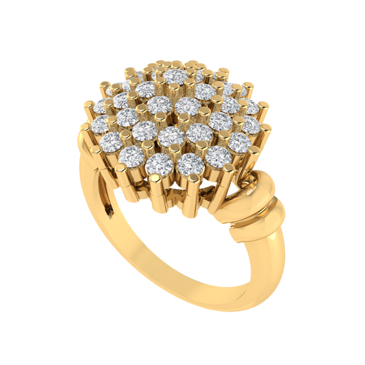 Diamtrendz 925 sterling silver yellow gold plated cubic zirconia floral ring