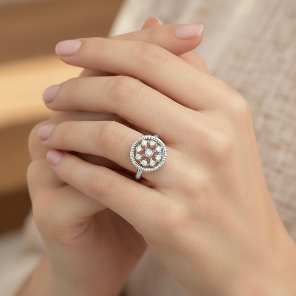 Diamtrendz 925 sterling silver Rhodium plated cubic zirconia ring