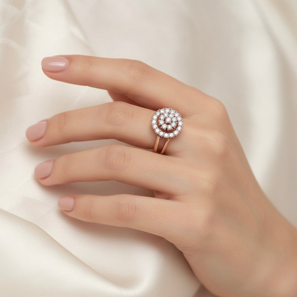 Diamtrendz 925 sterling silver rose gold plated cubic zirconia ring