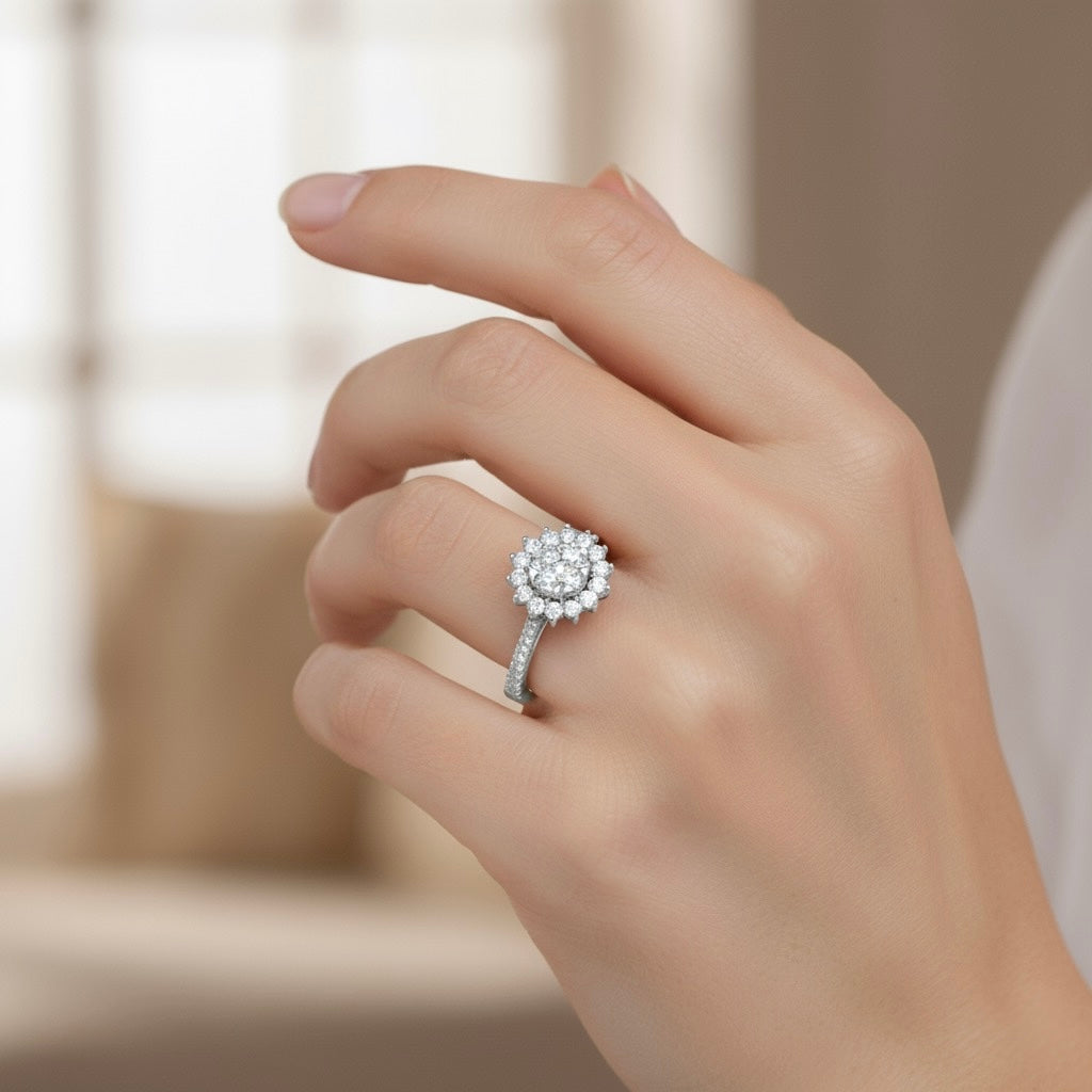 Diamtrendz 925 sterling silver Rhodium plated cubic zirconia ring