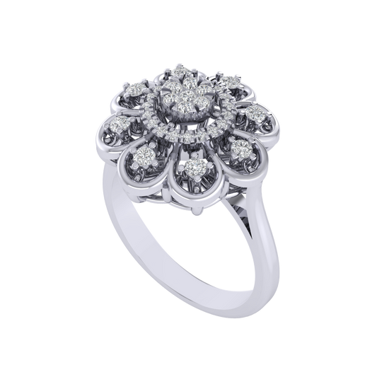 Diamtrendz 925 sterling silver white gold plated cubic zirconia floral ring