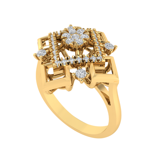 Diamtrendz 925 sterling silver yellow gold plated cubic zirconia ring