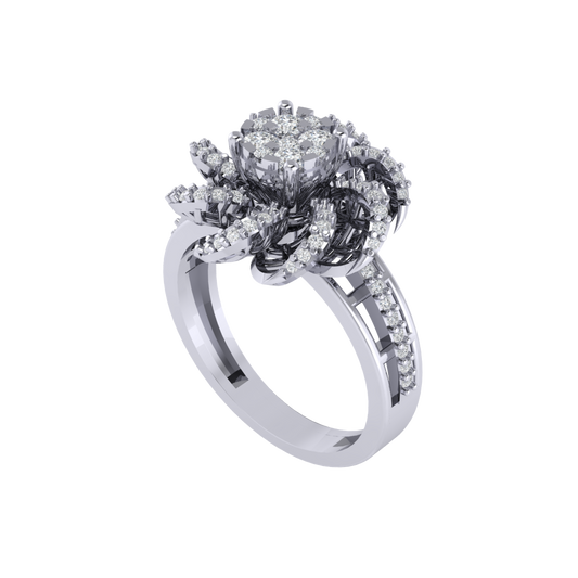 Diamtrendz 925 sterling silver white gold plated cubic zirconia floral ring