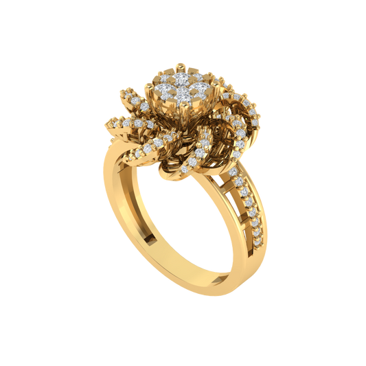 Diamtrendz 925 sterling silver yellow gold plated cubic zirconia floral ring