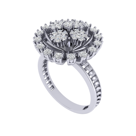 Diamtrendz 925 sterling silver white gold plated cubic zirconia floral ring