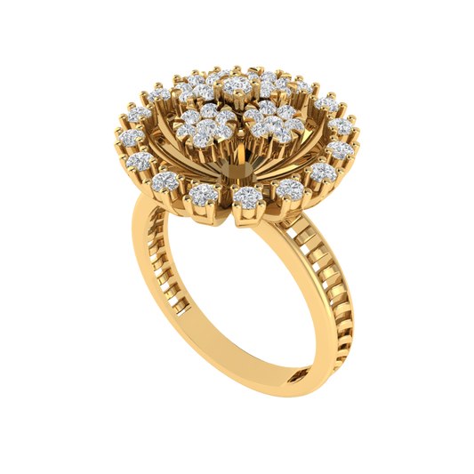 Diamtrendz 925 sterling silver yellow gold plated cubic zirconia floral ring