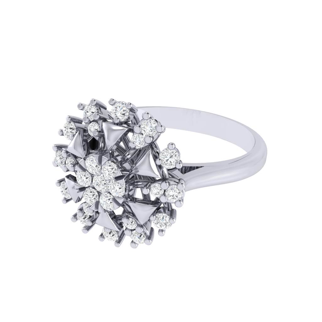 Diamtrendz 925 sterling silver white gold plated cubic zirconia floral ring