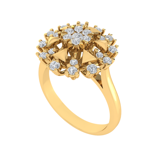 Diamtrendz 925 sterling silver yellow gold plated cubic zirconia floral ring