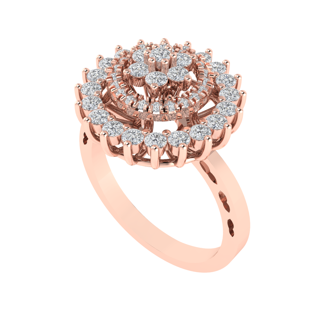 Diamtrendz 925 sterling silver rose gold plated cubic zirconia halo ring