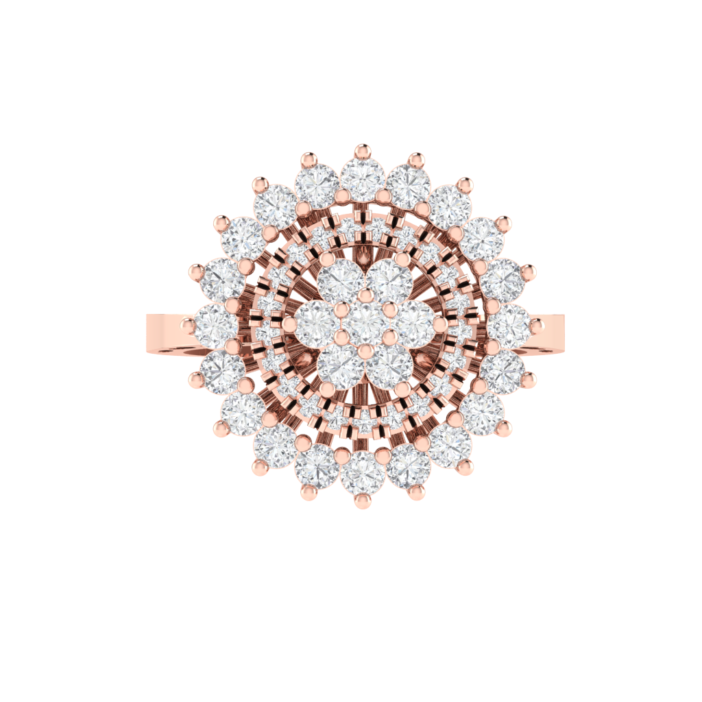 Diamtrendz 925 sterling silver rose gold plated cubic zirconia halo ring