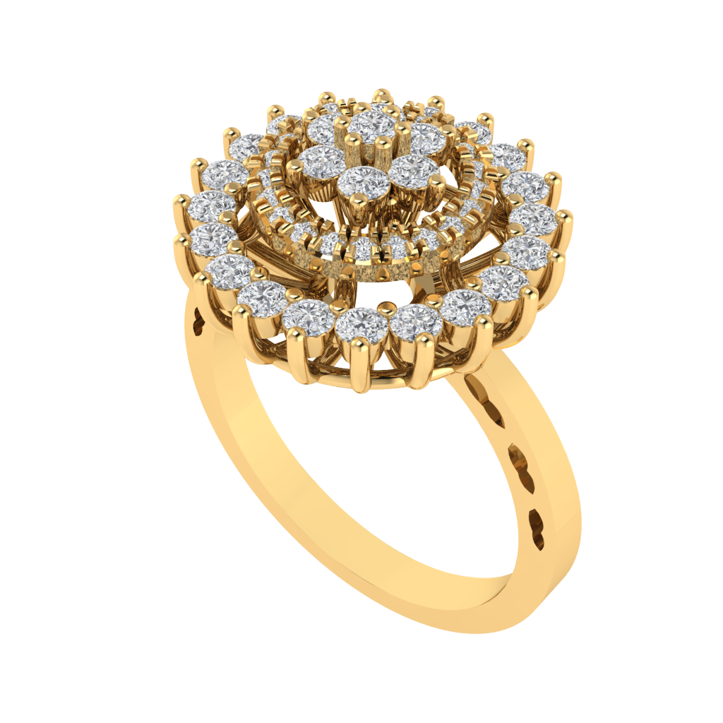 Diamtrendz 925 sterling silver yellow gold plated cubic zirconia halo ring