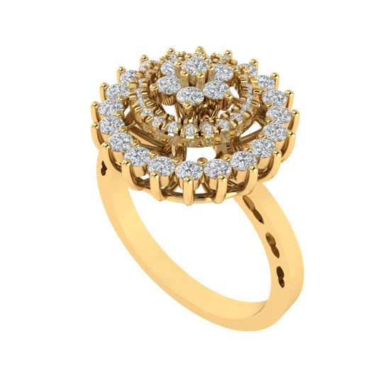 Diamtrendz 925 sterling silver yellow gold plated cubic zirconia halo ring