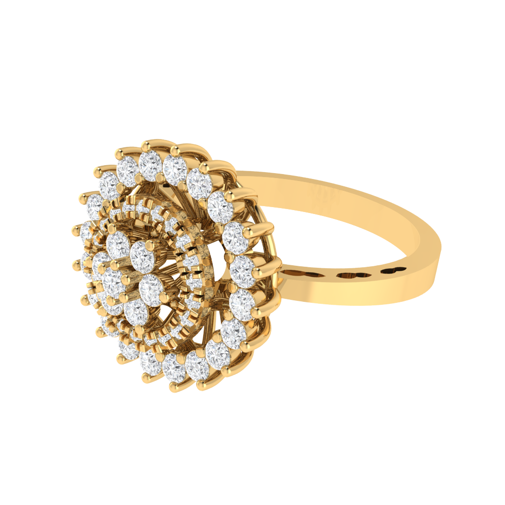 Diamtrendz 925 sterling silver yellow gold plated cubic zirconia halo ring