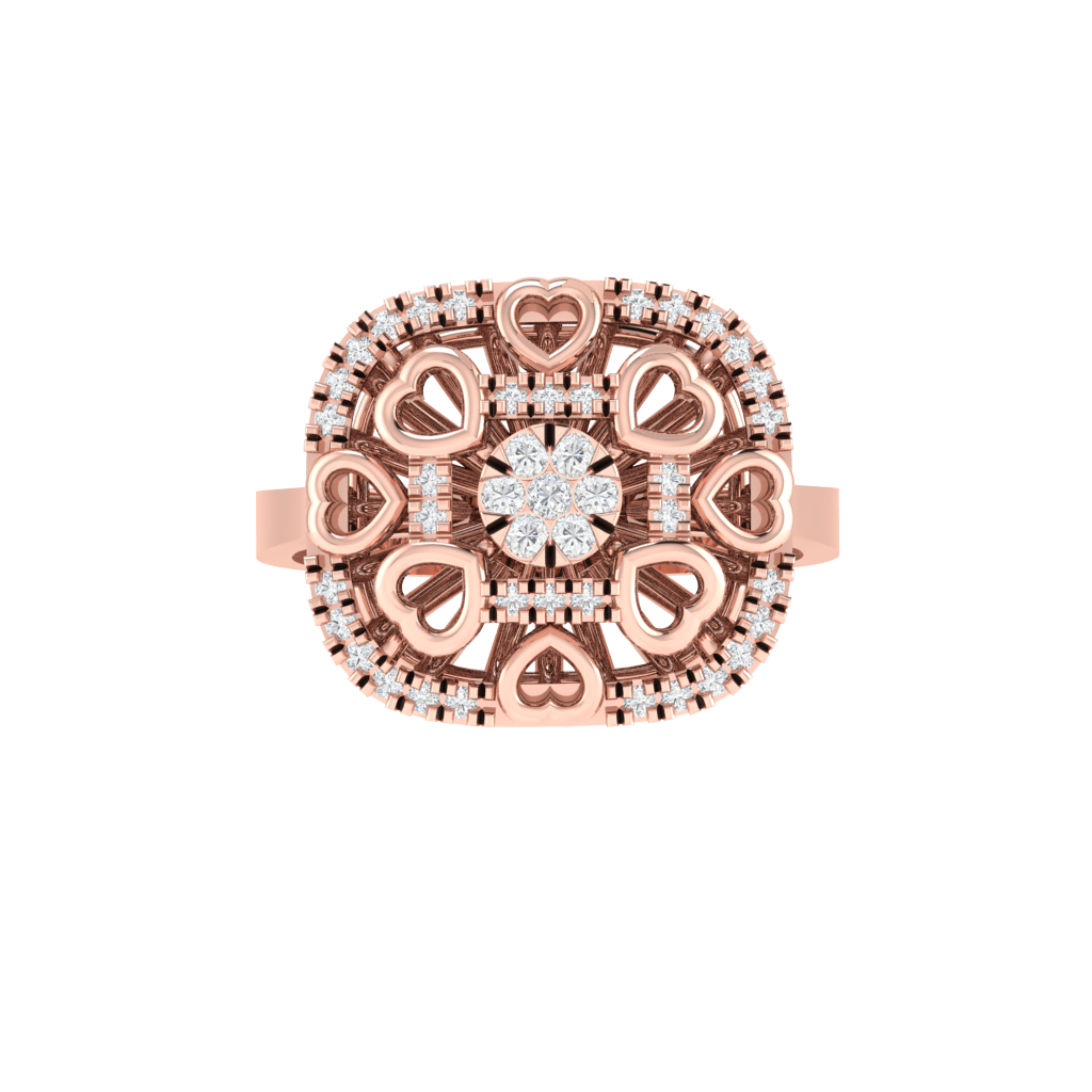 Diamtrendz 925 sterling silver rose gold plated cubic zirconia ring