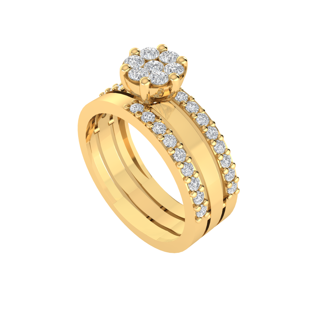 Diamtrendz 925 sterling silver yellow gold plated cubic zirconia solitaire ring