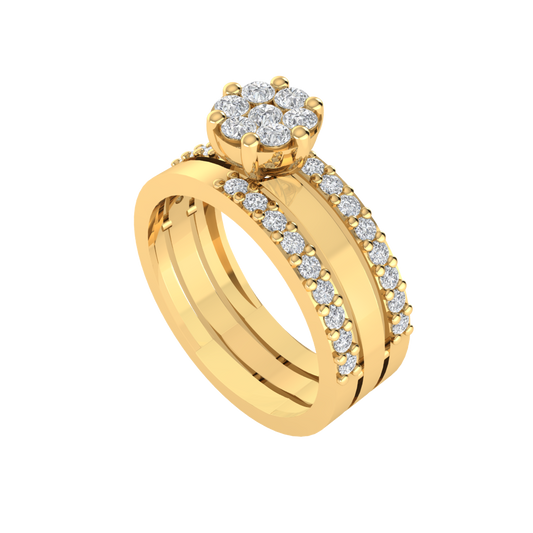 Diamtrendz 925 sterling silver yellow gold plated cubic zirconia solitaire ring